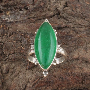 Green Jade Ring: Handmade 925 Sterling Silver Gemstone Jewelry