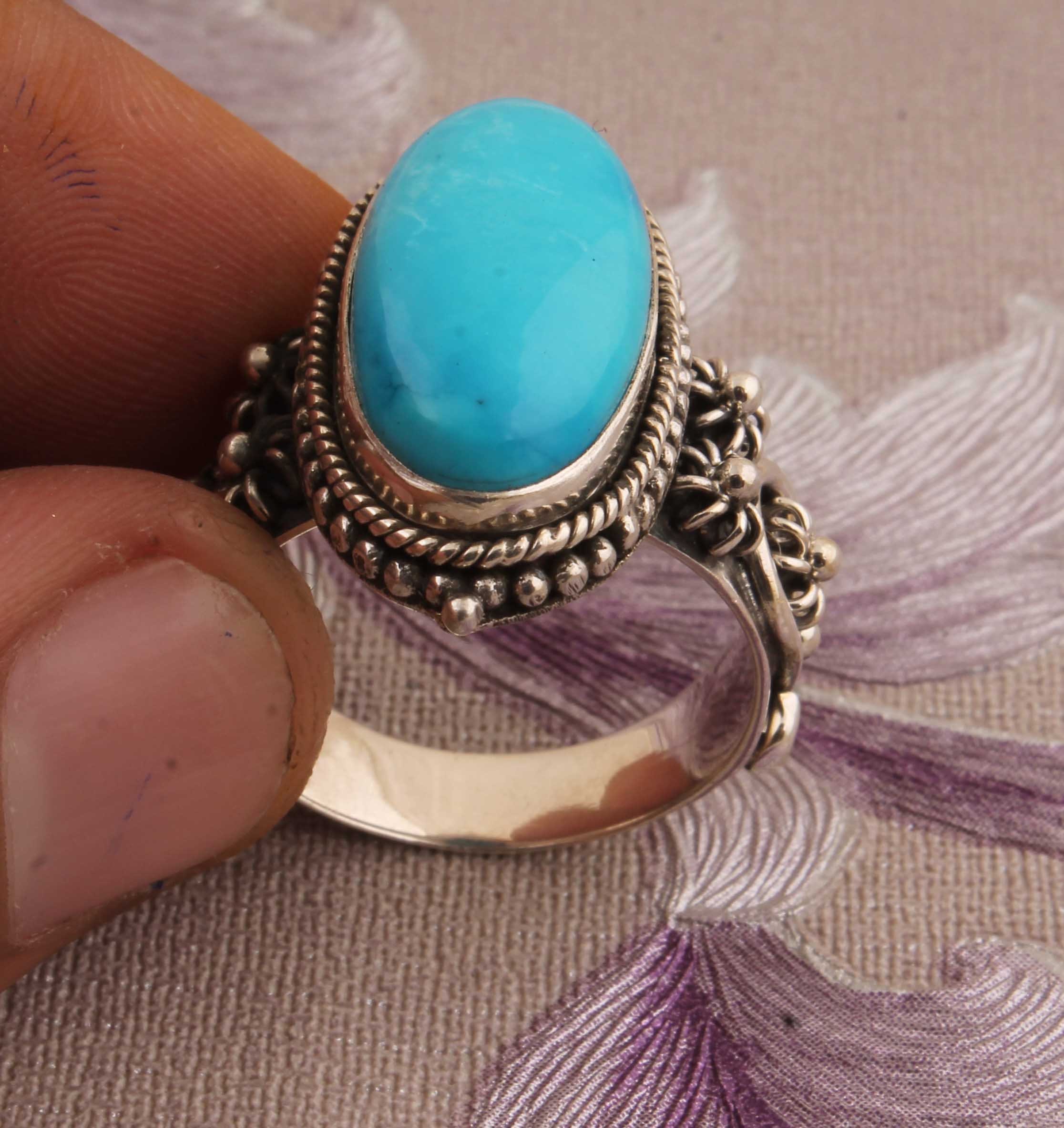 Sleeping Beauty Turquoise Ring: Sterling Silver Twisted Band Boho Ring ...
