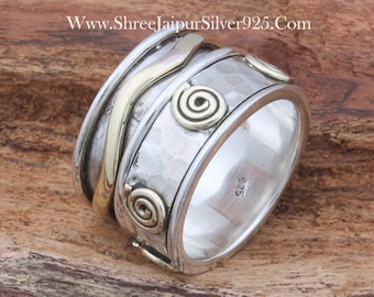 Sterling Silver Spinner Ring: Meditation Anxiety Band Ring