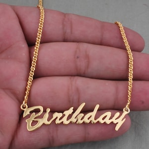 Collar de cumpleaños en oro de 14 quilates - Collar personalizado con escritura a mano - Collar plisado de oro de 14 quilates - Joyería con escritura a mano - Colgantes con letras