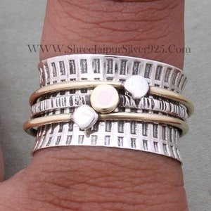 Handmade Sterling Silver Spinner Ring: Two-Tone Fidget Ring