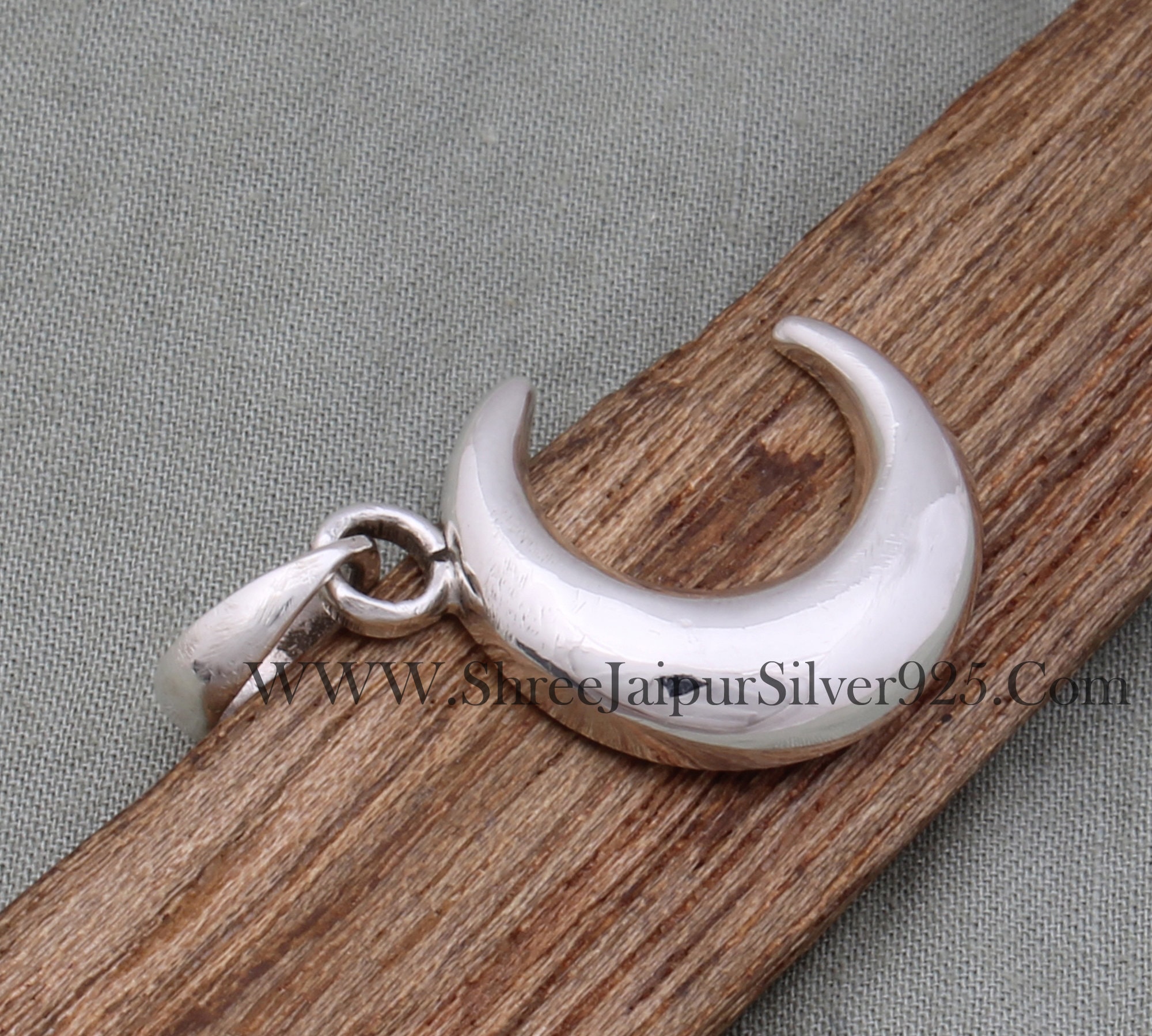 Handmade Sterling Silver Crescent Moon Pendant Necklace - Etsy