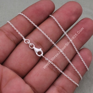 Sterling Silver Cable Chain Necklace - Dainty Charm Pendant Chain, 18 Inches