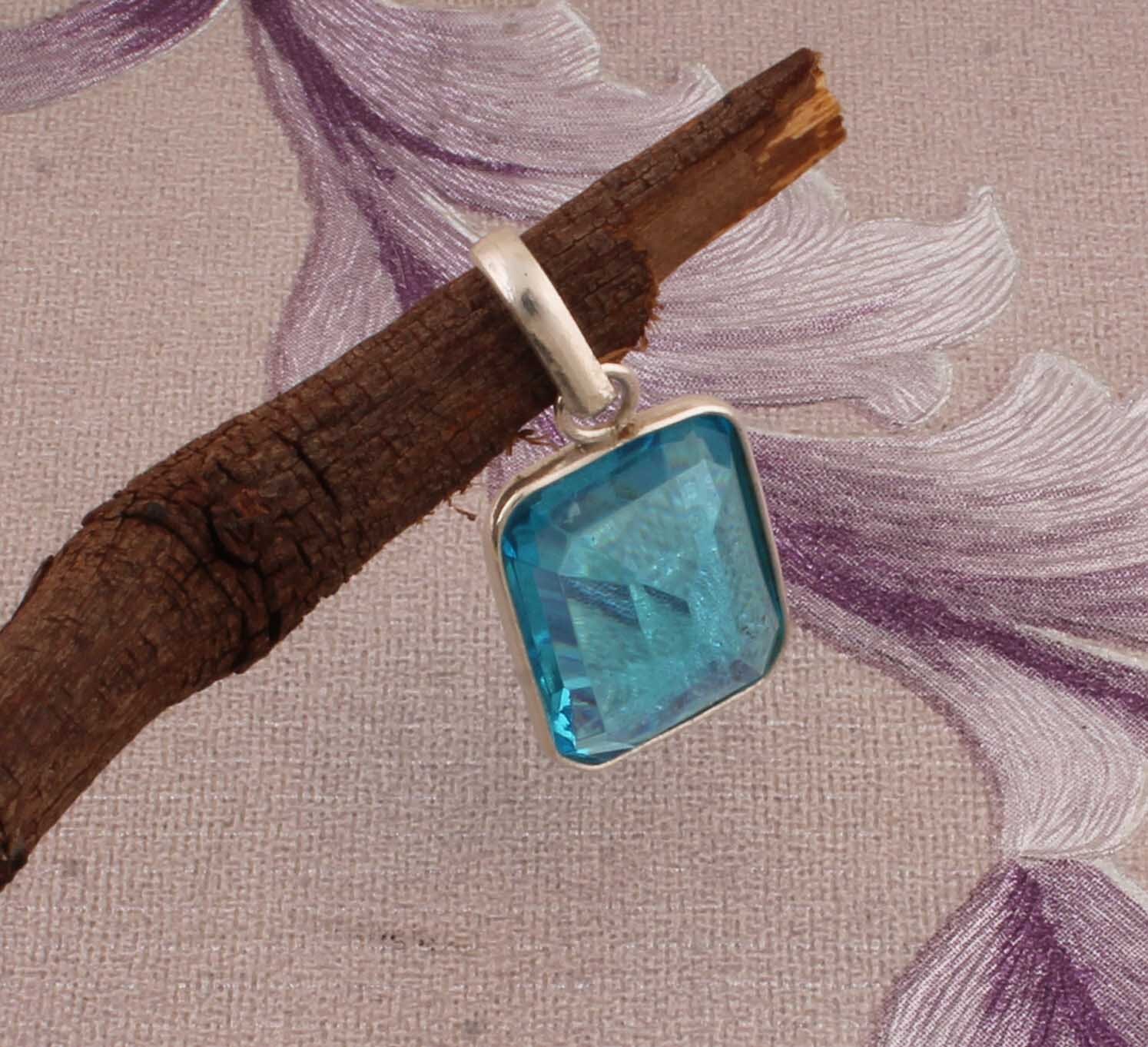 Blue Topaz Pendant: 925 Sterling Silver Gemstone - Etsy Israel