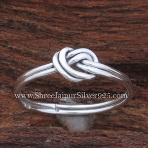 Handmade Sterling Silver Double Knot Ring: Dainty Stacking Midi Ring
