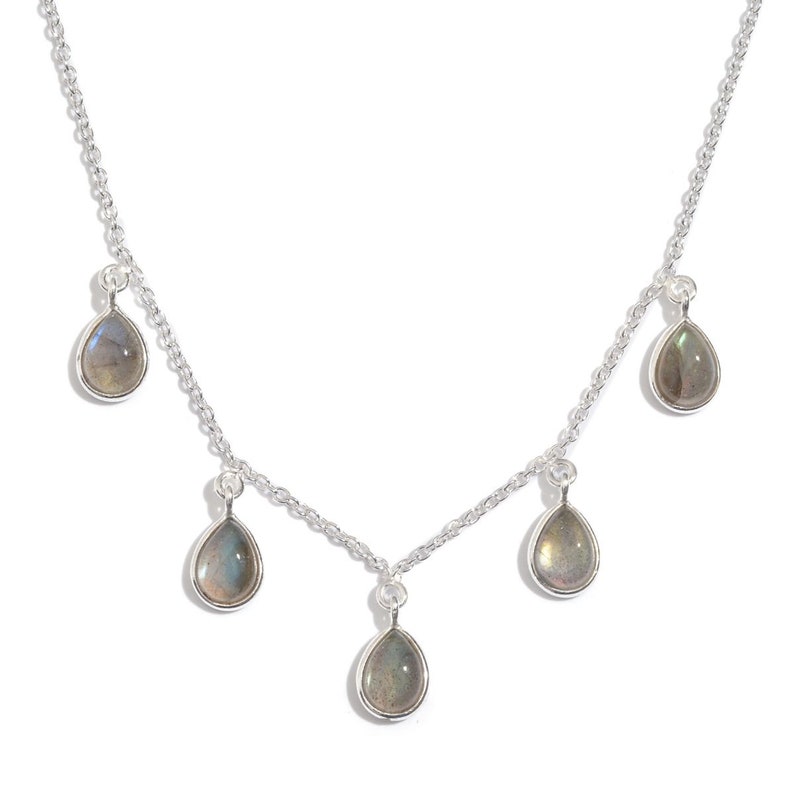 Natural Amazing Labradorite Gemstone Necklace Blue Fire With Cabochon Stone Boho Necklace Solid 925 Sterling Silver Necklac Christmas Gift