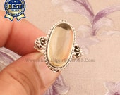925 Sterling Silver Rings For Women Citrine Ring Oval Handmade Silver Gemstone Jewelry Engagement Vintage Dainty Citrine Ring For Gift Idea