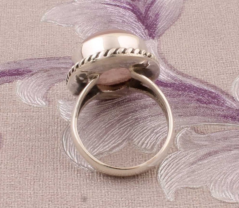 Natural Amazing Rose Quartz AAAQuality Gemstone Ring 925-Sterling Silver Ring,Engagement Ring,Antique Silver Ring,Middle Finger Ring image 9