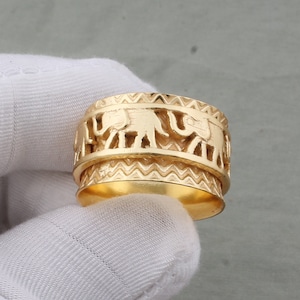 22K Gold Plated Elephant Spinner Ring - Stainless Steel Band