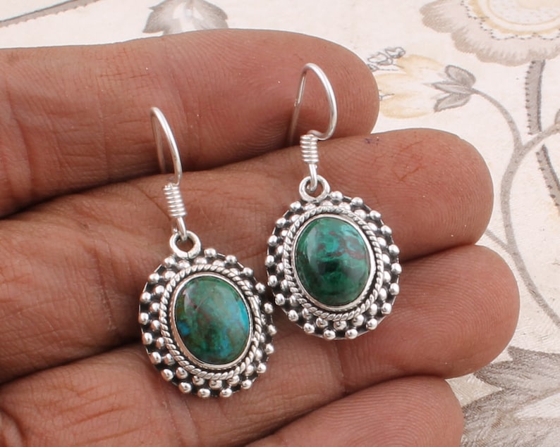 Green Bloodstone Earrings Sterling Silver Earring Gemstones - Etsy