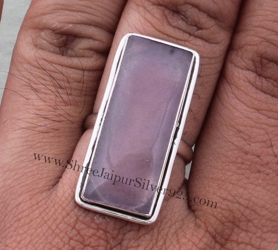 ラベンダー翡翠リング：ハンドメイド925スターリングシルバーの