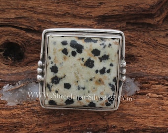 Dalmatiner Jaspis Sterling Silver Ring - Handgjorda Damsmycken