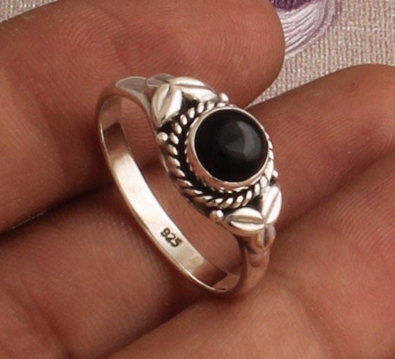専用　SILVER925 CIRCLE ONYX RING/シルバー/リング Black Onyx Silver Ring, 925 Sterling Silver Round Shape