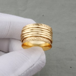 Five Wire Spinner ring-22K Gold Plated Spinner Ring-Men & Women Spinner-Handmade Gold Spinner Ring Thumb Ring Band-Anniversary Gift Spinner