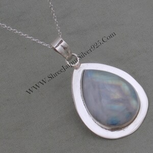 Handmade Sterling Silber Regenbogen Mondstein Tropfen Anhänger: Brautschmuck