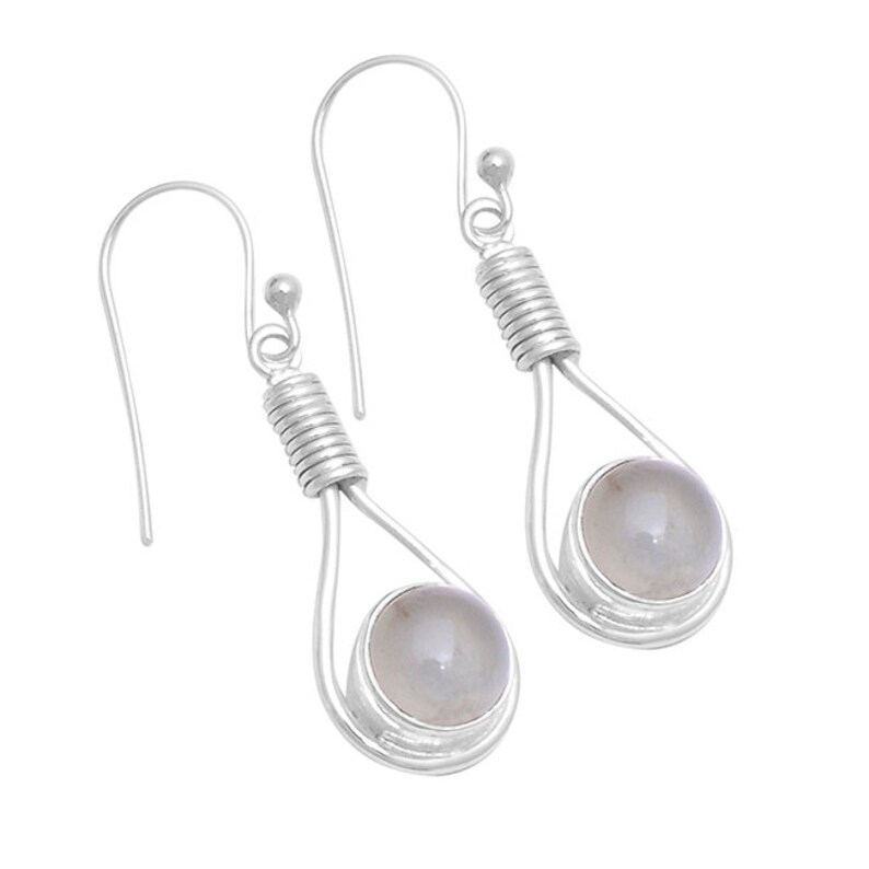 284130-E L# 925-Sterling Solid Silver Earring With Rainbow Moonstone Top Quality Gemstone Earring Handcrated Boho Earring Gift For You