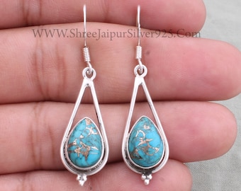 Earring Turquoise Solid 925 Sterling Silver Earrings For Women, Handmade Silver Earrings For Wedding Anniversary Gift Idea Etsy 2022