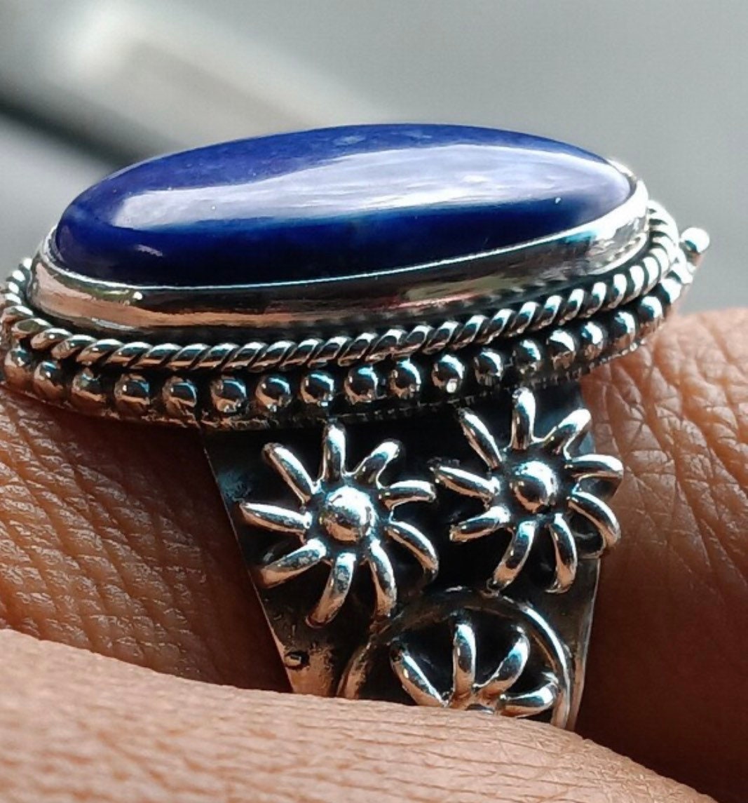 Anello fatto a mano in argento sterling 925 con pietre preziose topazio