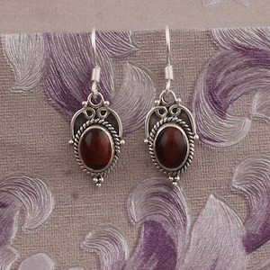 Sunstone Sterling Silver Earrings: Oval Cabochon Gemstone
