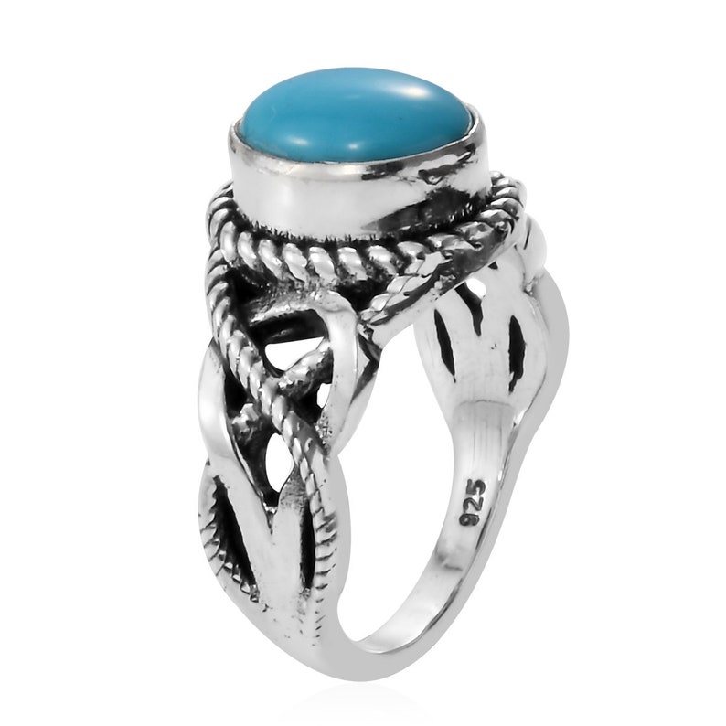 Sleeping Beauty Turquoise Top Quality Gemstone Ring 925-Antique Silver Ring,Sterling Silver Ring,Ring Finger Ring Anniversary Ring