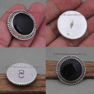 Button Black Onyx Gemstone, Artisan Jewelry, Handmade Gemstone Silver Button, Black Onyx Gemstone Button, Silver Button, Gemstone Jewelry