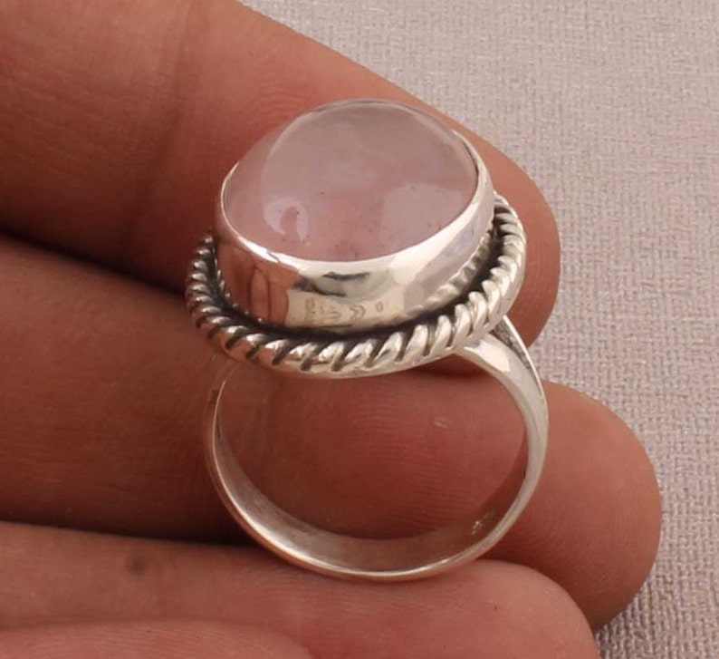 Natural Amazing Rose Quartz AAAQuality Gemstone Ring 925-Sterling Silver Ring,Engagement Ring,Antique Silver Ring,Middle Finger Ring image 5
