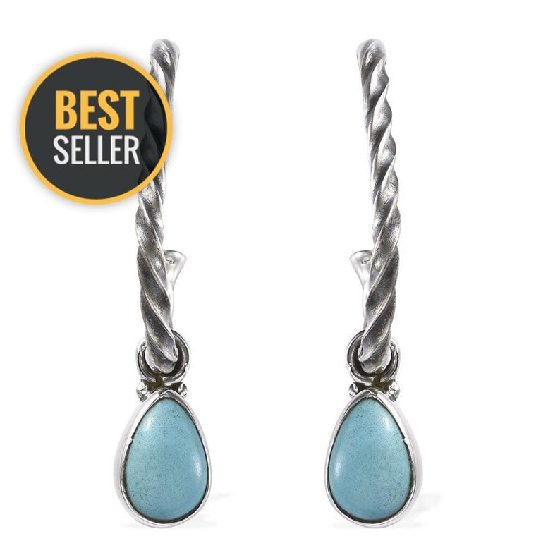 Solid 925-Sterling Solid Silver Earring With Larimar Gemstone Handcrafted Earring Antique Silver Earring Etsy Cyber-2021 Gift For You