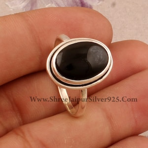 Black Onyx Oval Ring: Handmade 925 Sterling Silver