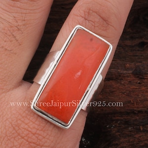 Orange Rings Orange Jade Gemstone Ring 925 Sterling Silver Ring For Women Handmade Solid Silver Jade Ring For Wedding Anniversary Gifts Boho