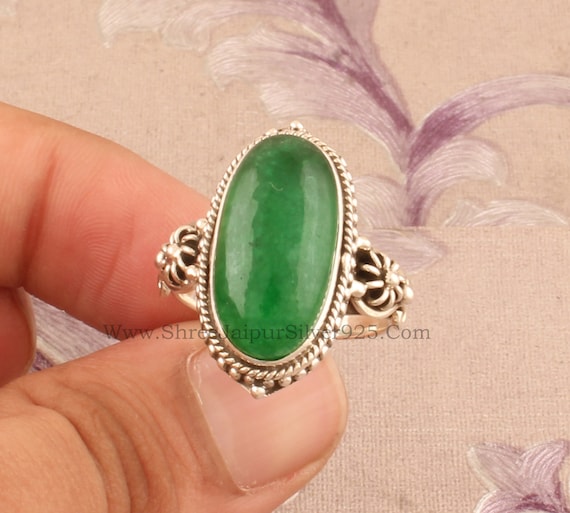 Bagues en argent sterling 925 pour femmes bague en jade vert naturel ovale fait main en argent pierres precieuses bijoux fiancailles delicates Saint Valentin Etsy France