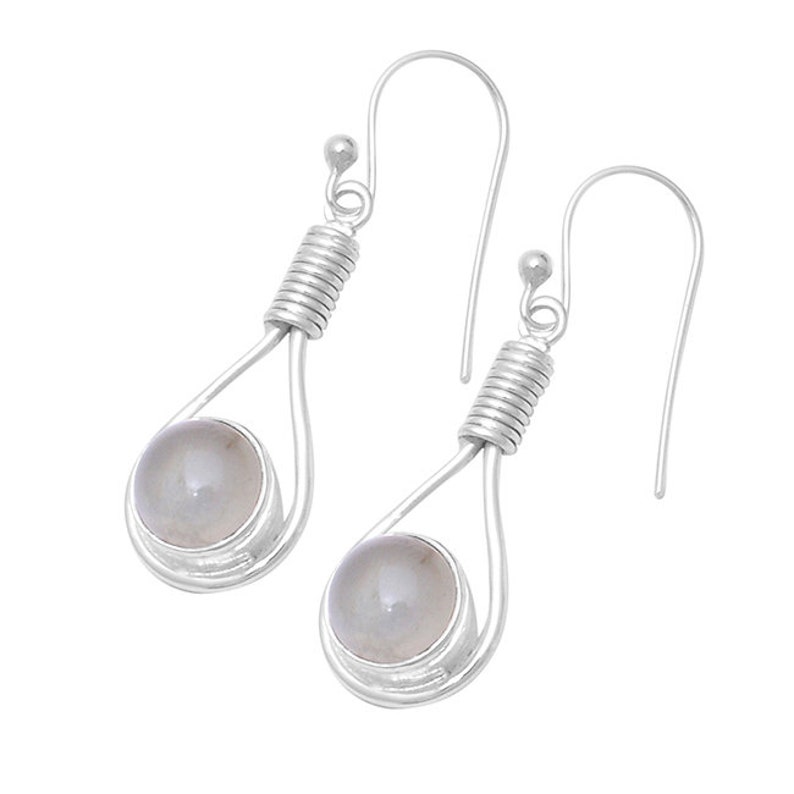 284130-E L# 925-Sterling Solid Silver Earring With Rainbow Moonstone Top Quality Gemstone Earring Handcrated Boho Earring Gift For You