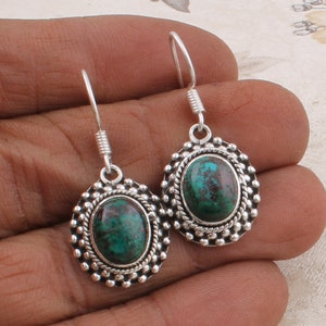 Green Bloodstone Earrings, Sterling Silver Earring , Gemstones for Men and Women. Alternative gift idea for Easter or birthdaysCyber2023