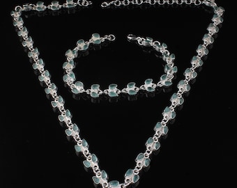 Aquamarine Necklace: 925 Sterling Silver Gemstone, March Birthstone