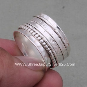 Hammered Sterling Silver Spinner Ring: Boho Worry Ring