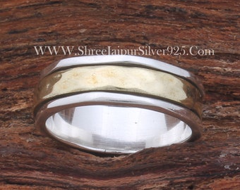 Hammered Sterling Silver Spinner Ring: Wide Band Boho Thumb Ring - Etsy