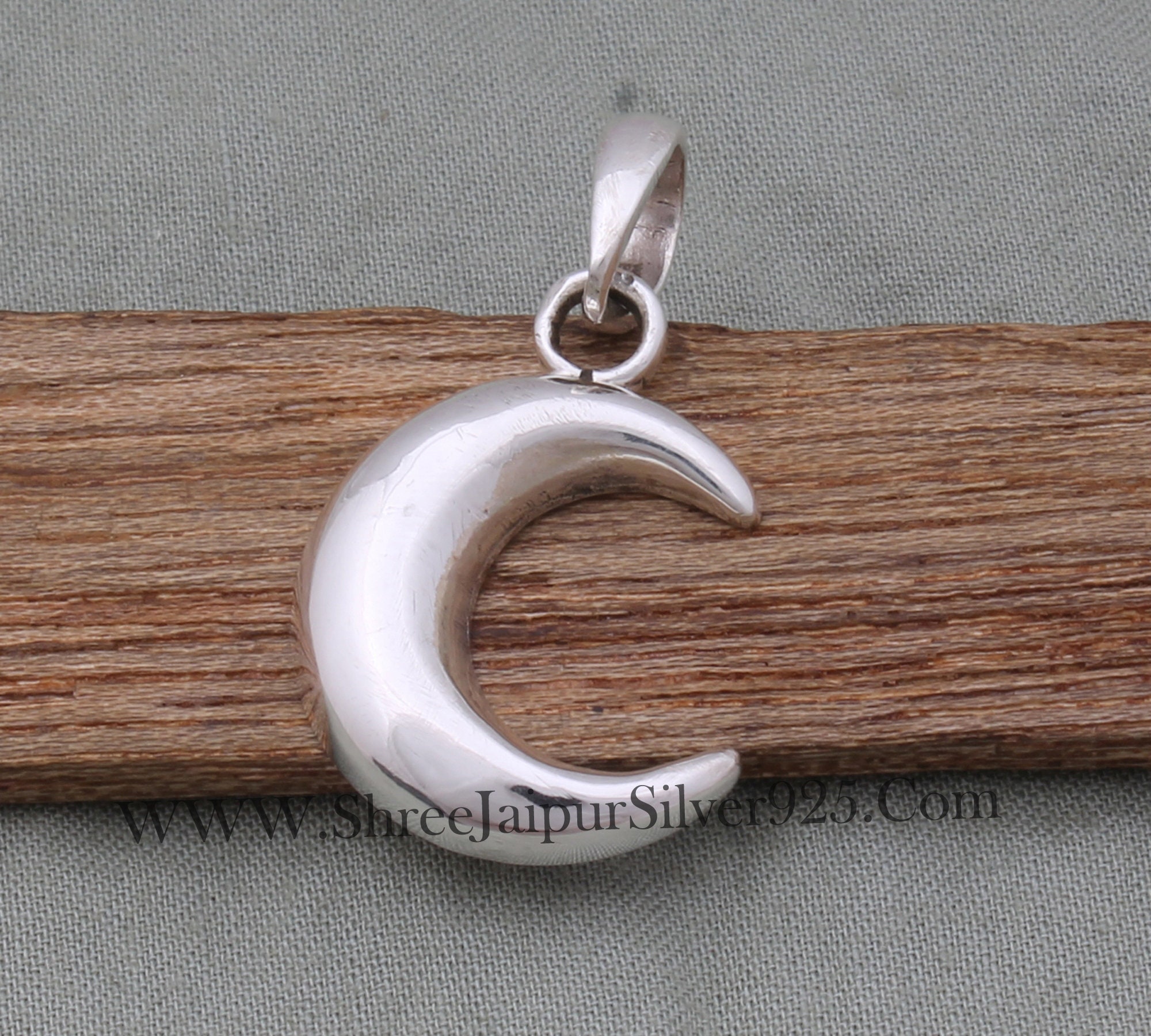 Handmade Sterling Silver Crescent Moon Pendant Necklace - Etsy