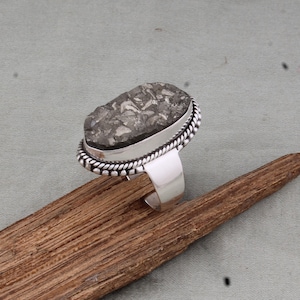 Pyrit Sterling Silber Ring: Goldener Edelstein, Minimalistisches Design