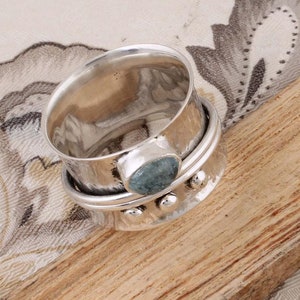 Solid 925 Aquamarine Natural Gemstone 925 Sterling Silver Ring,Silver Band Ring 925-Sterling Silver Ring,Spinner Ring Thumb Ring,Etsy cyber image 4