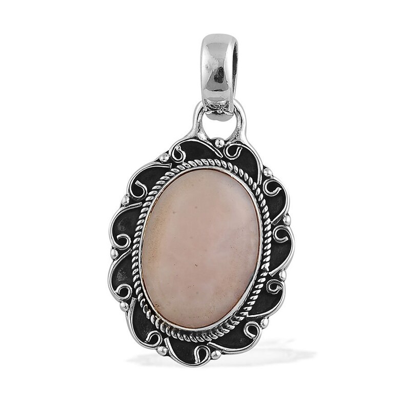 Natural Amazing Pink Opal Gemstone Handcrafted Pendant Oval,Opaque Stone Boho Pendant 925-Antique Silver Pendant Christmas Etsy Cyber-2018