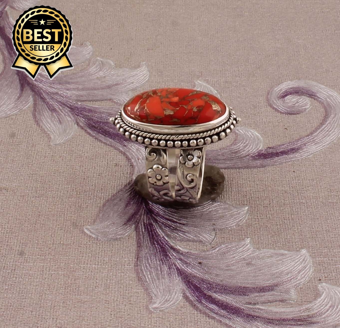 コンポジットターコイズスターリングシルバーリング - ツイスト