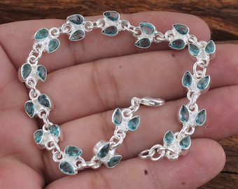 Blue Topaz Sterling Silver Bracelet: Multi Gemstone Jewelry