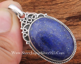 AAA + Quality Lapis Lazuli Pendant 925 Sterling Silver Pendant For Blue Oval Handmade Gemstone Pendant Boho Silver Jewelry Best pendant