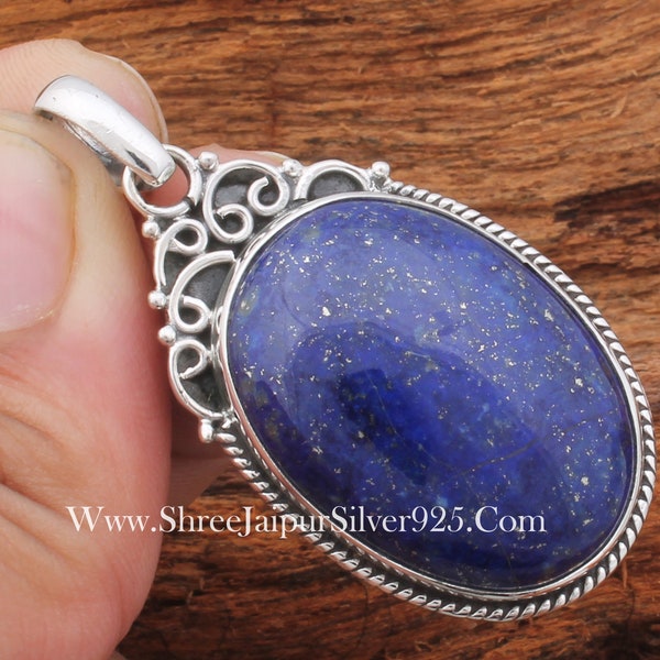 Lapis Lazuli Pendant: Handmade 925 Sterling Silver Boho Jewelry