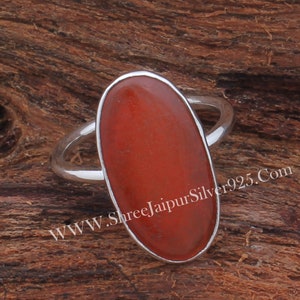 Orange Jade Stein Ring Massiv 925 Sterling Silber Ring für Frauen Oval Jade Edelstein Ring für sie Boho Silber handgemachter Ring für Geburtstagsgeschenke