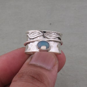 Ethiopian Opal Spinner Ring: Sterling Silver Band, Thumb Ring