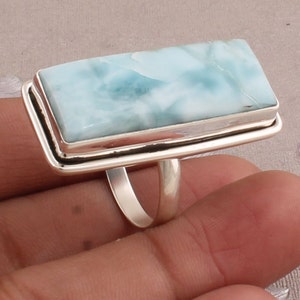 Larimar Sterling Silver Ring: Handmade Gemstone Jewelry