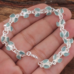 Aquamarine Bracelet 925 Sterling Silver Bracelet Aquamarine Gemstone Bracelet Aquamarine Silver Jewelry Gift Bracelet For women