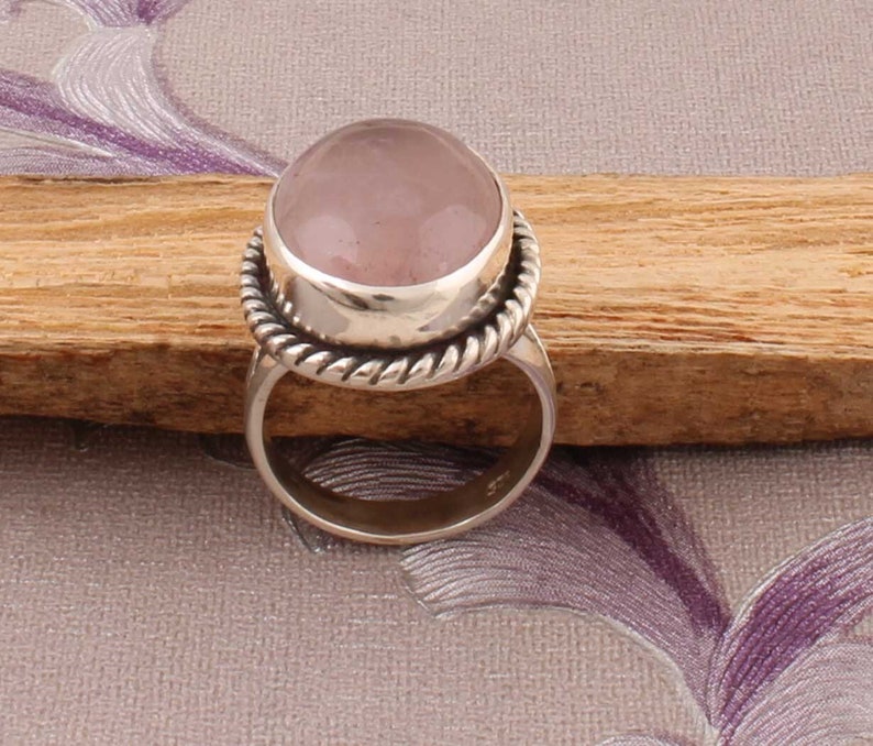 Natural Amazing Rose Quartz AAAQuality Gemstone Ring 925-Sterling Silver Ring,Engagement Ring,Antique Silver Ring,Middle Finger Ring image 1