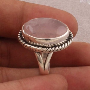 Natural Amazing Rose Quartz AAAQuality Gemstone Ring 925-Sterling Silver Ring,Engagement Ring,Antique Silver Ring,Middle Finger Ring image 10