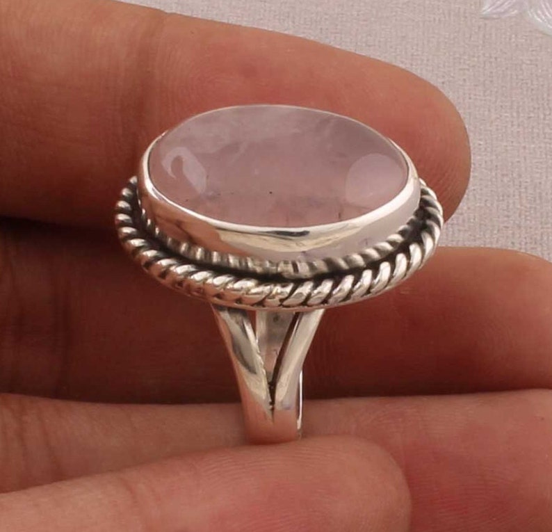 Natural Amazing Rose Quartz AAAQuality Gemstone Ring 925-Sterling Silver Ring,Engagement Ring,Antique Silver Ring,Middle Finger Ring image 10